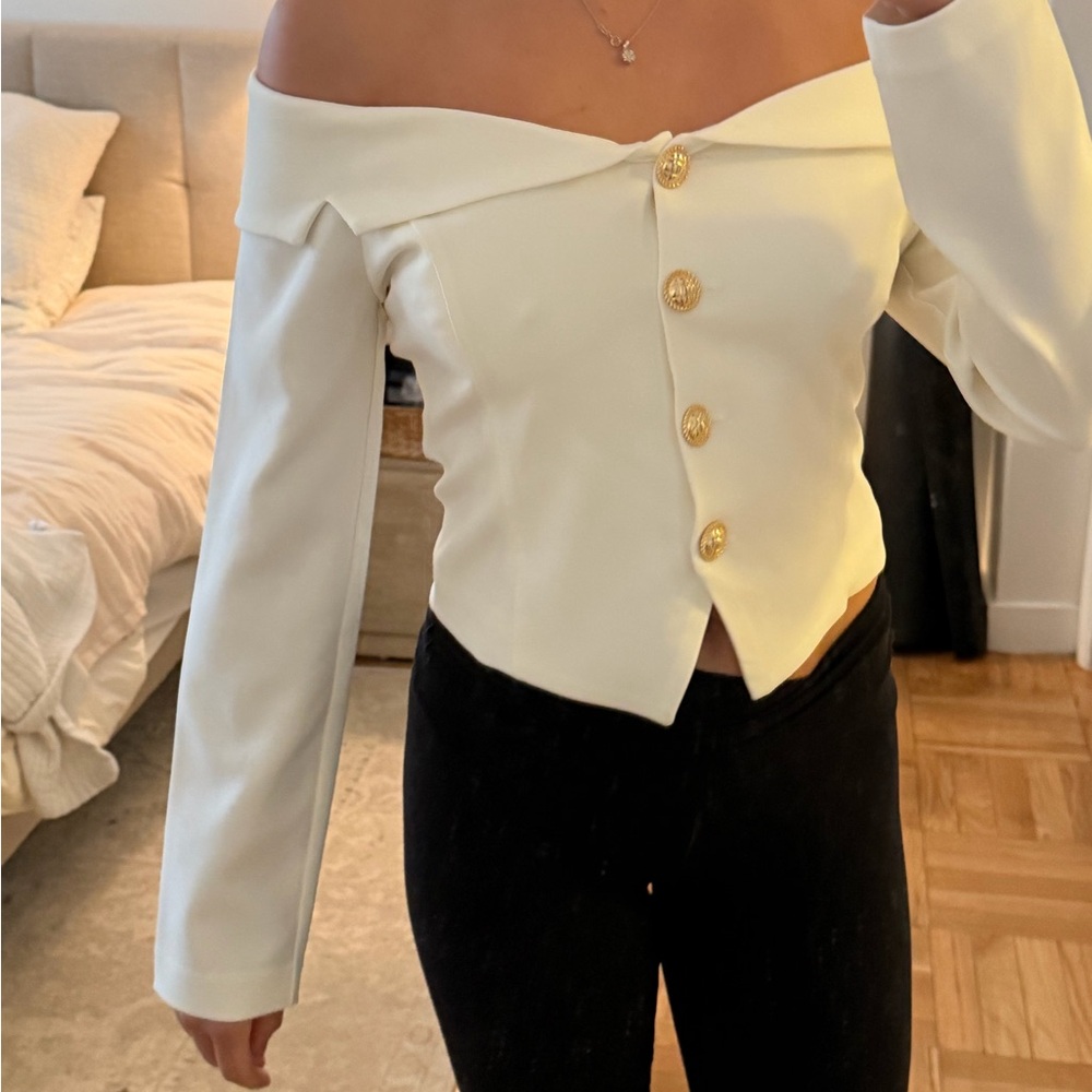 Endless Rose White Blazer with Silver Accent - Picture 4 of 5